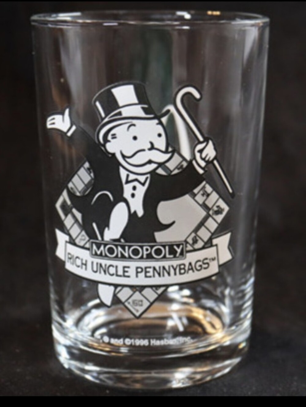 Vintage 1997 McDonald’s Monopoly Collectors Glass “Rich Uncle Pennybags”